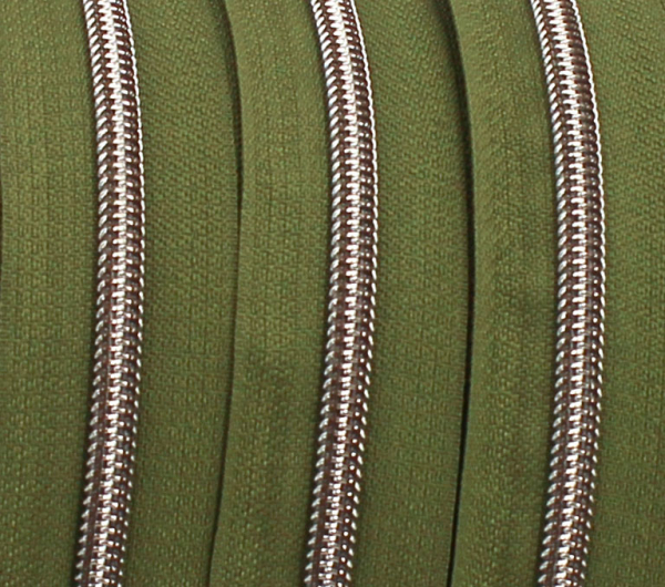 Endlosreißverschluss metallisiert olivgrün/ oxyd (1m)